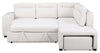Coast 3-Piece Right-Facing Ivory White Fabric Sleeper Sectional with Storage Chaise and Storage Armrest | Sofa-lit sectionnel de droite Coast 3 pièces en tissu blanc ivoire avec fauteuil long de rangement et accoudoir de rangement