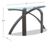 Jorja 46" Modern Glass Top Sofa Table - Brown with Bentwoood Legs|Table de salon moderne Jorja de 46 po avec dessus en verre - brune avec pattes en bois cintré