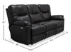Made in Canada Dawson 87" Genuine Leather Power Reclining Sofa with USB Port and Accent Pillows - Black | Sofa à inclinaison électrique Dawson de 87 po fabriqué au Canada en cuir véritable avec port USB et oussins décoratifs - noir