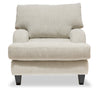 Made in Canada Nofia 36" Chenille Fabric Chair with Wood Legs - Linen Beige | Fauteuil Nofia de 36 po fabriqué au Canada en tissu de chenille avec pattes en bois - beige lin