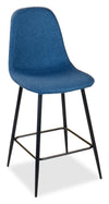 Jax Counter-Height Stool with Polyester Fabric, 26\"H, Metal - Blue