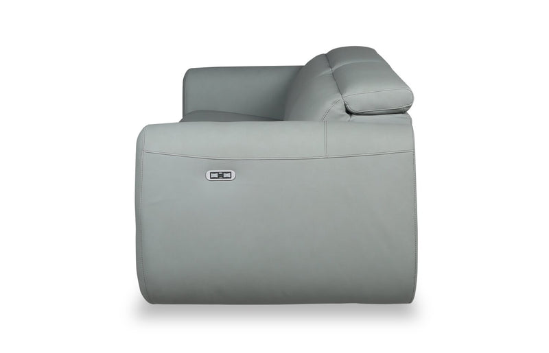 Gianna 76\" Genuine Leather Power Reclining Sofa with Power Headrests and USB Ports - Spa Blue
