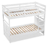 Quinn Bunk Bed with Ladder & Guard Rail for Kids, White - Twin/Twin | Lits superposés Quinn pour enfants avec échelle et garde-corps, blancs - simple et simple