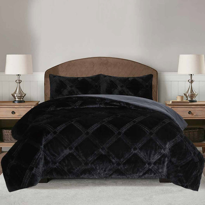 Serene 3-Piece Full/Queen Comforter Set - Black