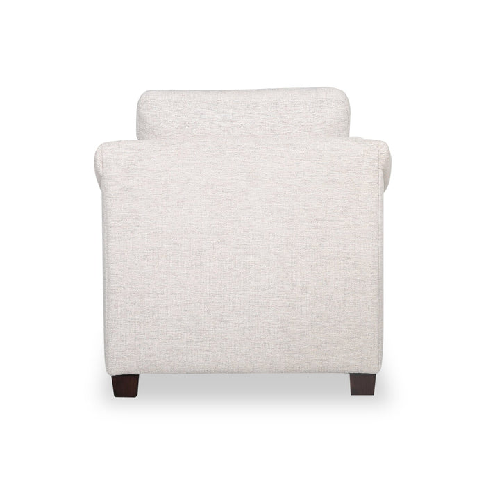 Mallie 36\" Chenille Fabric Chair with Rolled Arms and Wood Legs - Shell White
