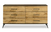 Silas 6pc Bedroom Set with Platform Bed, Dresser, Mirror & Nightstand, LED, Rustic Brown - King Size|Ensemble de chambre à coucher Silas 6 pièces brun rustique avec lit plateforme, commode, miroir, table de nuit et éclairage à DEL - format très grand lit