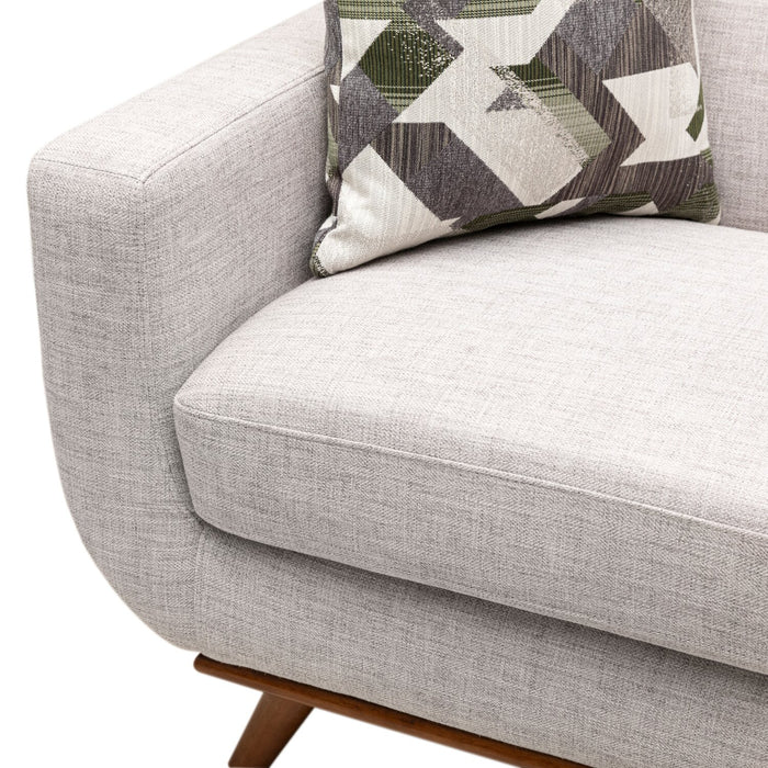 Kort & Co. Freeman 80” Linen-Look Fabric Condo Size Sofa with Wood Legs - Dove White