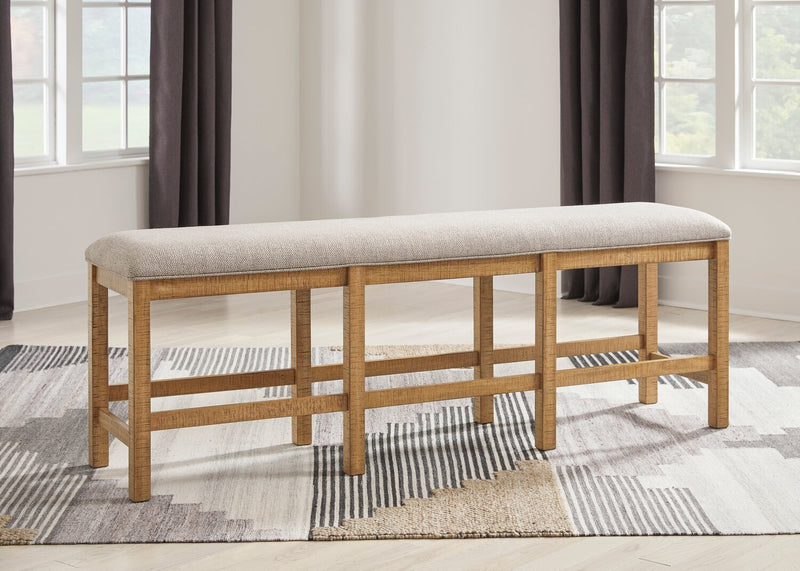Archer Counter-Height Dining Bench with Fabric Seat, 72\"W - Light Brown