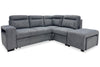 Coast 3-Piece Right-Facing Fabric Sleeper Sectional with Storage and Ottoman - Smoke | Sofa-lit sectionnel de droite Coast 3 pièces en tissu avec rangement et pouf - fumée