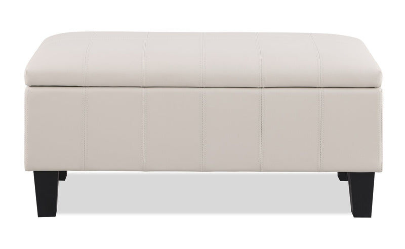 James 39.25\" Faux Leather Storage Ottoman - Beige