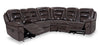 Leo 6-Piece Genuine Leather Reclining Sectional with Storage Console and Dual Cupholders - Walnut Brown | Sofa sectionnel inclinable Leo 6 pièces en cuir véritable avec console de rangement et 2 porte-gobelets - brun noyer