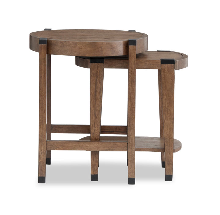 Gordon 22” 2-Piece Round Solid Wood Nesting Accent Table - Brown