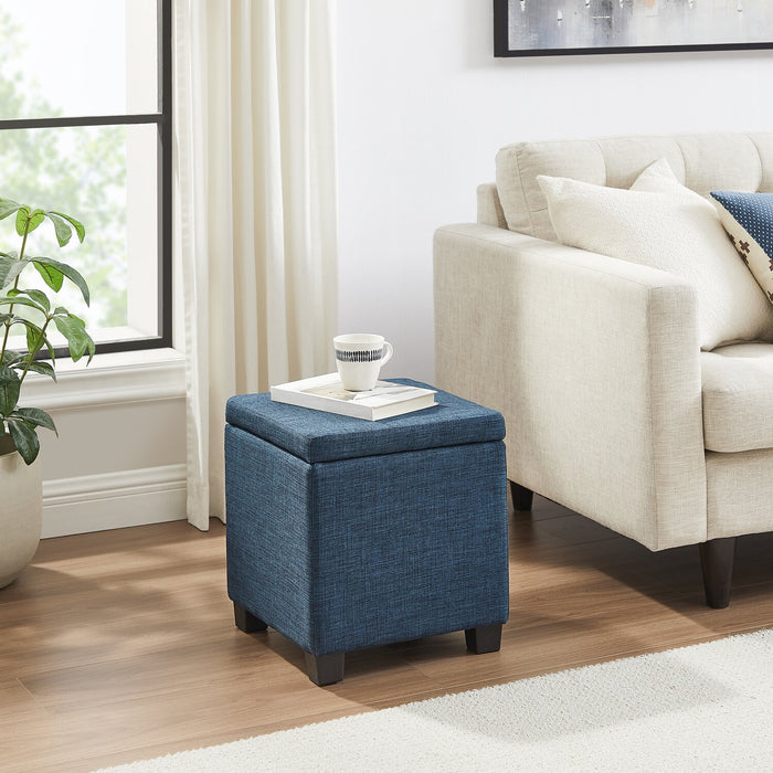 Ottawa 14.75\" Square Fabric Storage Ottoman - Navy