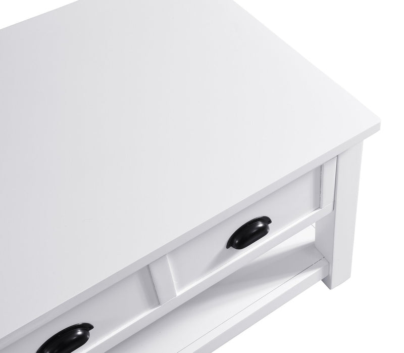 Centennial 48\" Modern Lift Top Coffee Table with Storage, Shelf & Casters - White