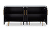 Kort & Co. Capri Dining Server with Storage, Marble-Look Top & Gold Accent, 66"W - Black/White | Desserte de salle à manger Capri de Kort & Co. de 66 po (L) avec rangement, dessus en imitation de marbre et touches dorées - noire et blanche