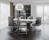 Naya 7pc Dining Package with 63-78.75"W Extension Table & 6 Chairs - Faux White Marble & Grey | Ensemble de salle à manger Naya 7 pièces avec table à rallonge, 63 po à 78,75 po (L), et 6 chaises - imitation de marbre blanc et gris
