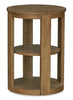 Declan 18" Modern Round End Table with Shelf – Natural Wood  | Table de bout ronde moderne Declan de 18 po avec tablette - bois naturel