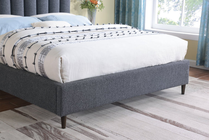 Kort & Co. Rain Upholstered Platform Bed in Charcoal Fabric, Tufted - Full Size