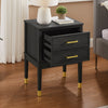 Alia Bedside 2-Drawer Nightstand with Gold Accent, 18"W x 25.75"H - Black | Table de nuit Alia de 18 po (l) x 25,75 po (H) à 2 tiroirs avec touche dorée - noire