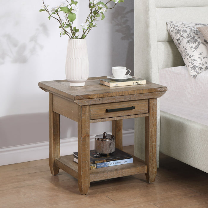 Cedar 24\" Rustic End Table with Storage Drawer – Brown