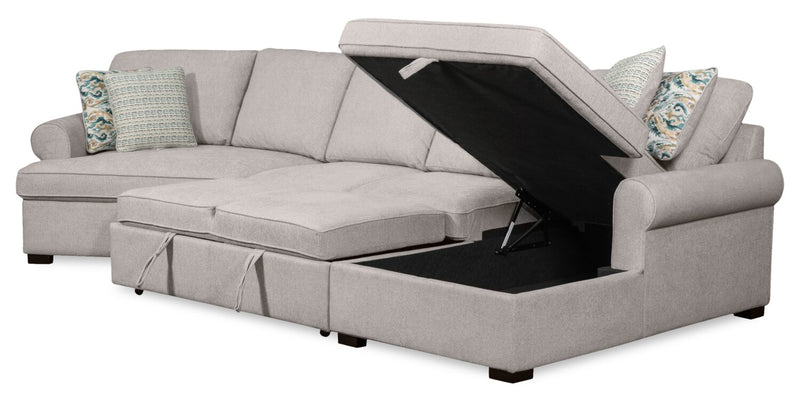 Scott Living Haven 3-Piece Left-Facing Chenille Fabric Cuddler Sleeper Sectional with Storage - Grey