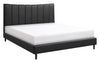 Paseo Platform Bed in Black Vegan-Leather Fabric - King Size | Lit plateforme rembourré Paseo en tissu de cuir végétalien noire - format très grand lit