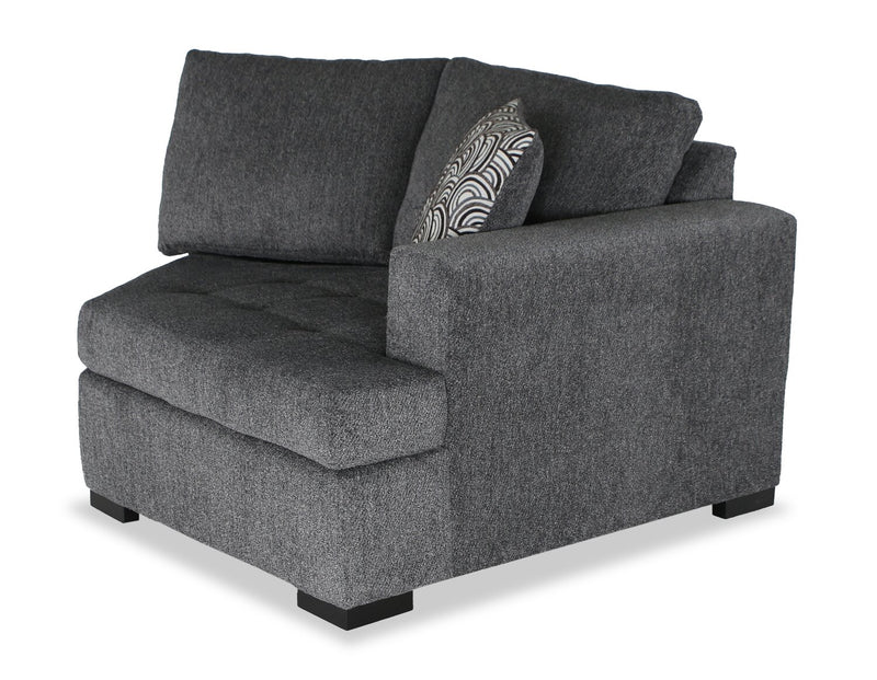 Made in Canada Legend 2-Piece Right-Facing Chenille Fabric Cuddler Sleeper Sectional - Pepper Grey