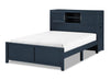 Quinn Platform Bed with Bookcase Headboard, Built-in Desk & Stool, Blue - Full Size | Lit plateforme Quinn avec tête de lit bibliothèque, bureau intégré et tabouret, bleu - format lit double