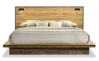 Silas 6pc Bedroom Set with Platform Bed, Dresser, Mirror & Nightstand, LED, Rustic Brown - King Size