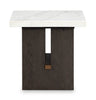 Warwick 26” Solid Wood and Marble End Table – White and Brown Oak | Table de bout Warwick de 26 po en bois massif et en marbre - blanche et chêne brun