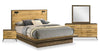 Silas 6pc Bedroom Set with Platform Bed, Dresser, Mirror & Nightstand, LED, Rustic Brown - Full Size | Ensemble de chambre à coucher Silas 6 pièces brun rustique avec lit plateforme, commode, miroir, table de nuit et éclairage à DEL - format lit double
