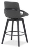 Apex Counter-Height Stool with Swivel Seat & Vegan Leather Fabric, 27"H, Wood & Metal - Grey | Tabouret 27 po Apex de hauteur comptoir en tissu de cuir végétalien et en métal et bois avec siège pivotant - gris