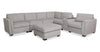 Vault 7-Piece Sectional with Five Storage Chairs and Storage USB Console - Grey | Sofa sectionnel Vault 7 pièces avec 5 fauteuils de rangement et console de rangement avec USB - gris