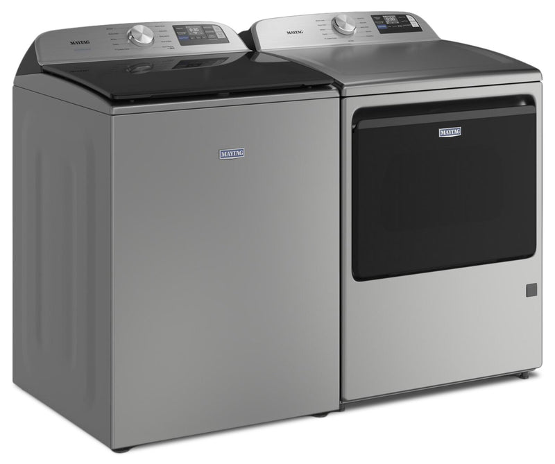 Maytag 6.0 Cu. Ft. Smart Top-Load Washer and 7.4 Cu. Ft. Gas Dryer – Radiant Silver 