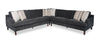 Jorja 3-Piece Chenille Fabric Sectional with Wood Legs and Accent Pillows - Granite Grey | Sofa sectionnel Jorja 3 pièces en tissu de chenille avec pattes en bois et coussins décoratifs - gris granite