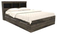 Riley Mates Bed with Bookcase Headboard Set for Kids, Made in Canada, Grey - Full Size 