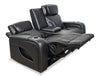 Elite 74" Genuine Leather Massage Power Reclining Loveseat with Immersive Audio and Power Headrests - Black | Causeuse de massage à inclinaison électrique Elite de 74 po en cuir véritable avec son immersif et appuie-têtes électriques - noire