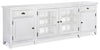 Wesley 90" Traditional TV Stand with Storage and Cable Management for TVs up to 95" - Chalk White | Meuble pour téléviseur traditionnel Wesley de 90 po avec rangement et système de gestion des câbles