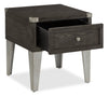 London 19" Industrial End Table – Grey Wood Finish and Silvery Metal Legs    | Table de bout industrielle London de 19 po - fini en bois gris et pattes en métal argenté    | LONDOETB