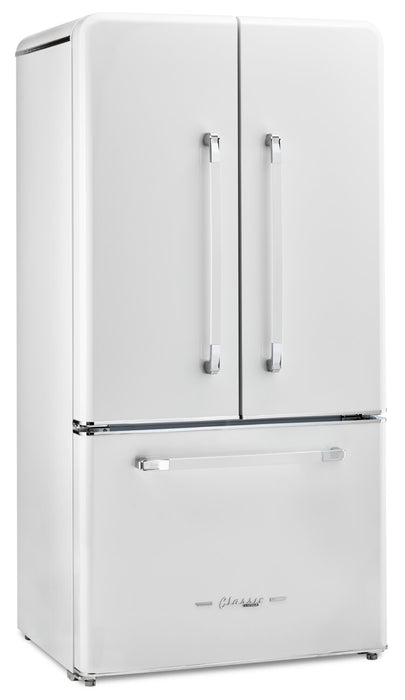 Classic Retro by Unique 36\" 21.4 Cu. Ft. Counter-Depth Refrigerator - Marshmallow White - UGP-595L W AC