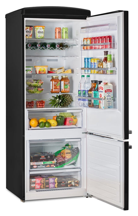 Unique Classic Retro 28\" 17 Cu Ft. Bottom Mount Refrigerator - Black - UNQ-455L B AC
