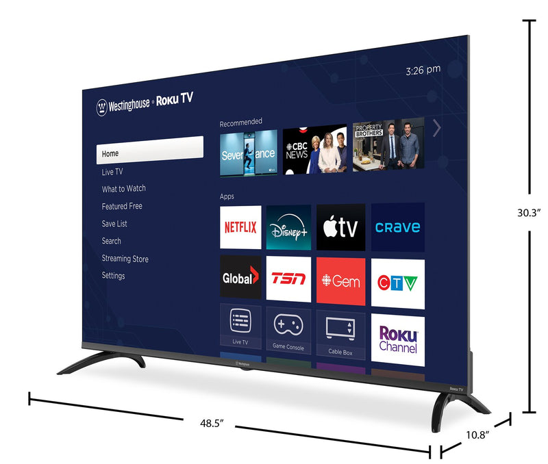 Westinghouse 55\" QLED 4K UHD Smart Roku TV (WR55QC5500) – 2025 Model