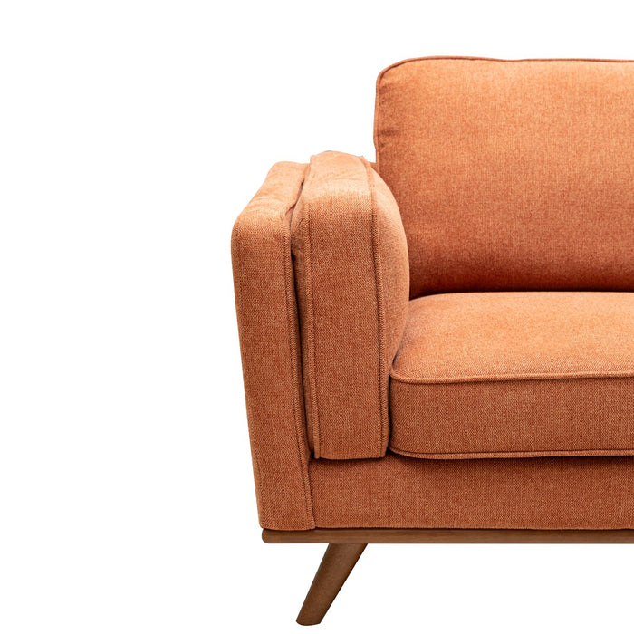 Kort & Co. Kassia 80\" Linen-Look Fabric Condo Size Sofa with Wood Base and Legs - Orange