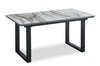 Ezra Dining Table, 63-79"W Self-Storing Butterfly Leaf, Metal, Glass, Faux Marble - White