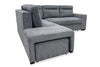 Coast 3-Piece Left-Facing Fabric Sleeper Sectional with Storage and Ottoman - Smoke | Sofa-lit sectionnel de gauche Coast 3 pièces en tissu avec rangement et pouf - fumée