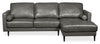 Edge 2-Piece Right-Facing Genuine Leather Sectional with Wood Legs and Removable Back Cushions - Grey | Sofa sectionnel de droite Edge 2 pièces en cuir véritable avec pattes en bois et coussins de dossier amovibles - gris