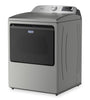 Maytag 6.0 Cu. Ft. Smart Top-Load Washer and 7.4 Cu. Ft. Electric Dryer - Radiant Silver | Laveuse intelligente à chargement par le haut de 6,0 pi³ et sécheuse électrique de 7,4 pi³ de Maytag - argenté radieux