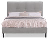 Amos Upholstered Platform Bed Base in Grey Fabric - King Size | Base de lit plateforme Amos rembourrée en tissu gris - format très grand lit