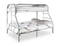 Logan Bunk Bed with Ladders & Guard Rail for Kids, Grey Metal - Twin/Full
