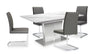 Naya 5pc Dining Package with 63-78.75"W Extension Table & 4 Chairs - Faux White Marble & Grey | Ensemble de salle à manger Naya 5 pièces avec table à rallonge, 63 po à 78,75 po (L), et 4 chaises - imitation de marbre blanc et gris